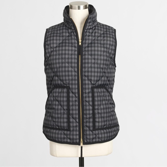 J Crew Factory Women's Black Checked Quilted Vest Size M - Picture 1 of 7